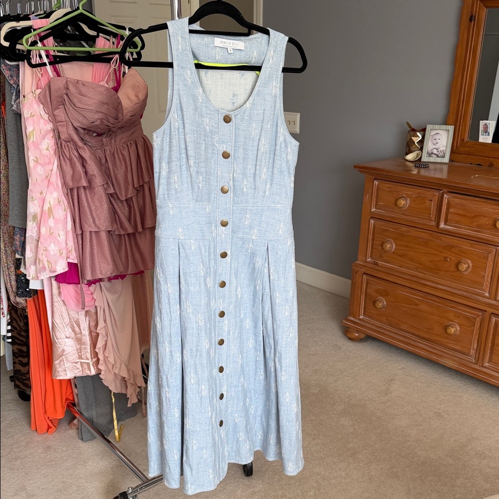 Hunter Bell Blue Button-Down Midi Dress